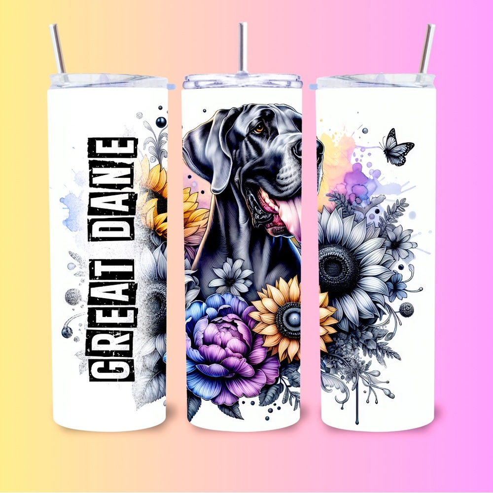 Great Dane Floral Tumbler